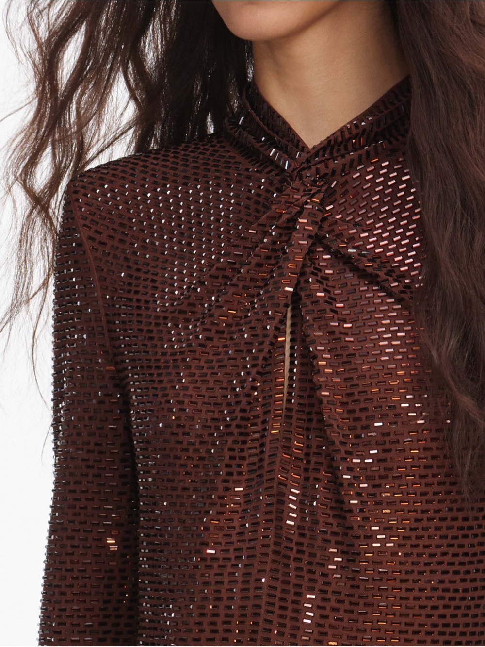 NWOT Self-Portrait BROWN RHINESTONE MAXI DRESS - Picture 5 of 8